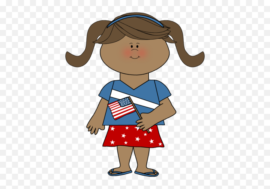 July Clipart Patriotic Girl July Patriotic Girl Transparent - Clip Art Patriotic Kids Emoji,Patriot Emoji