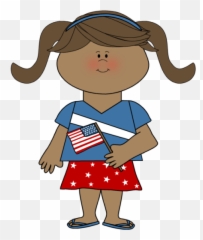 July Clipart Patriotic Girl July Patriotic Girl Transparent - Clip Art Patriotic Kids Emoji,Patriot Emoji