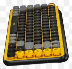 Logitech Pop Keys Wireless Keyboard - Blast Yellow Hp Emoji,Cd Case Emoji