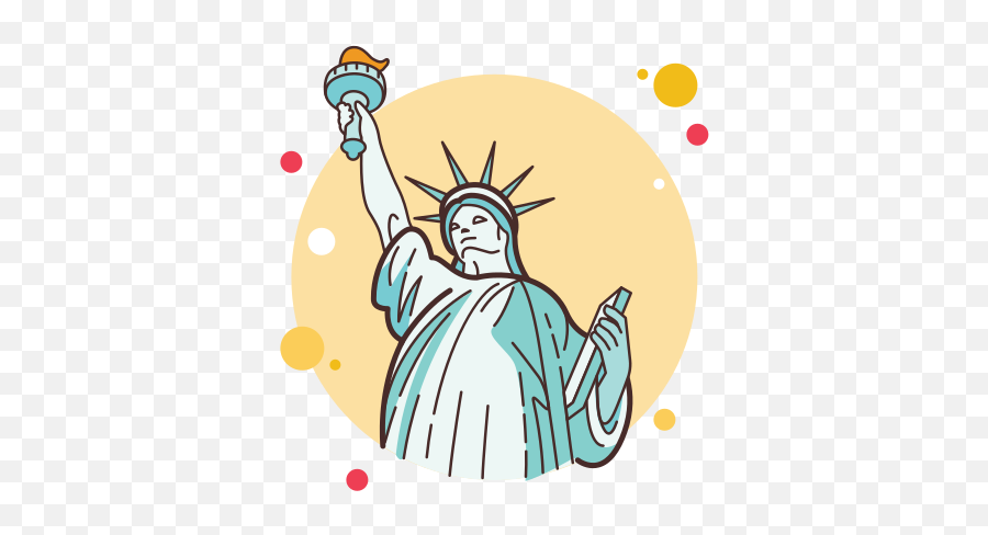 Statue Of Liberty Icon In Circle Bubbles Style Emoji,Statues Emojis