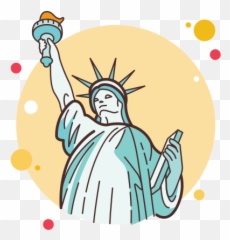 Statue Of Liberty Icon In Circle Bubbles Style Emoji,Statues Emojis