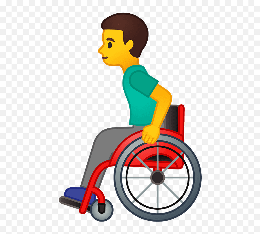 Man In Manual Wheelchair Emoji - Wheelchair Emoji Png,Wheelchair Emoji