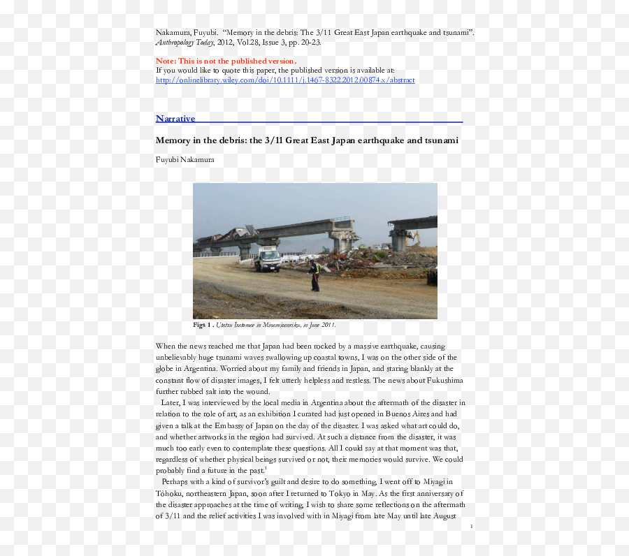 Pdf Memory In The Debris The 311 Great East Japan - Screenshot Emoji,Lost Memories, No Emotions Quote