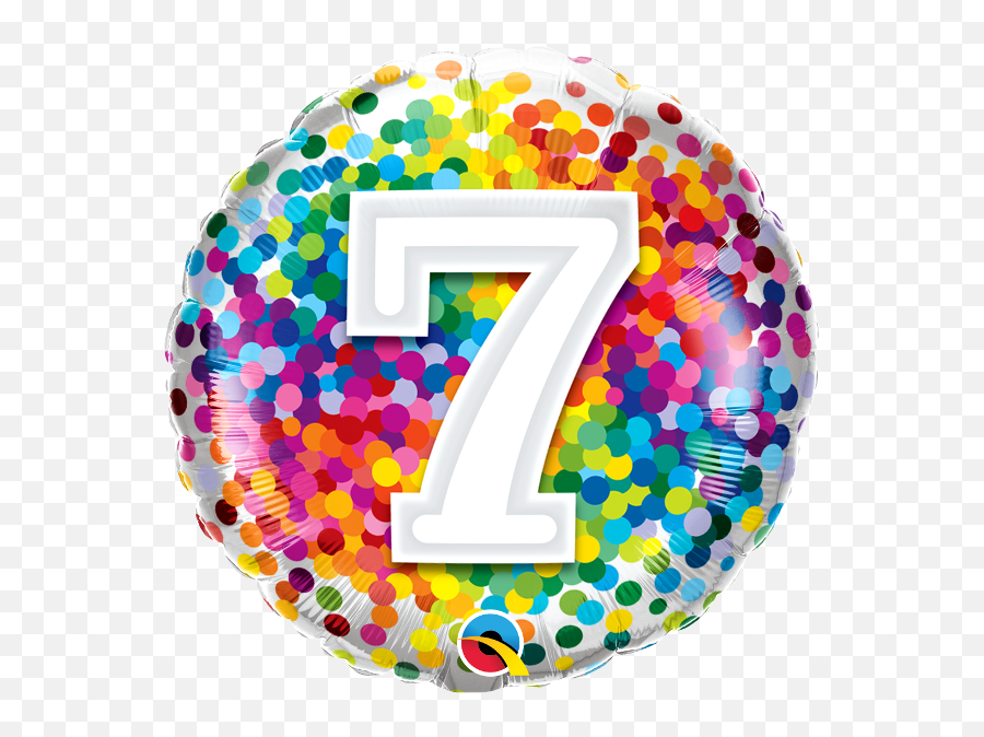 18 Zahl 7 Rainbow Confetti Round - Shaped Foil Balloons 7 Birthday Balloon Emoji,Advantage Of Gold Emojis Disney