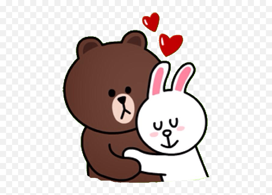 Line Sticker Line Brown Bear Cony Brown - Love Brown And Cony Emoji,Cuddle Emoticons