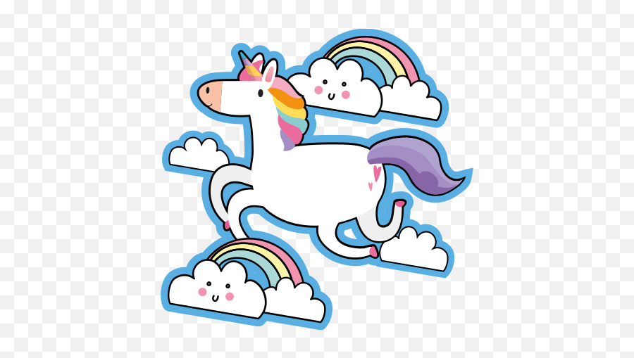Blue And Pink Unicorn With Clouds Sticker - Tenstickers Emoji,Man In Clouds Emoji