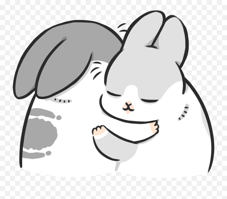 Cute Rabbits Hugging Sticker 1 - Gif Animation Comfort Hug Gif Emoji,Facebook Bunny Emoji