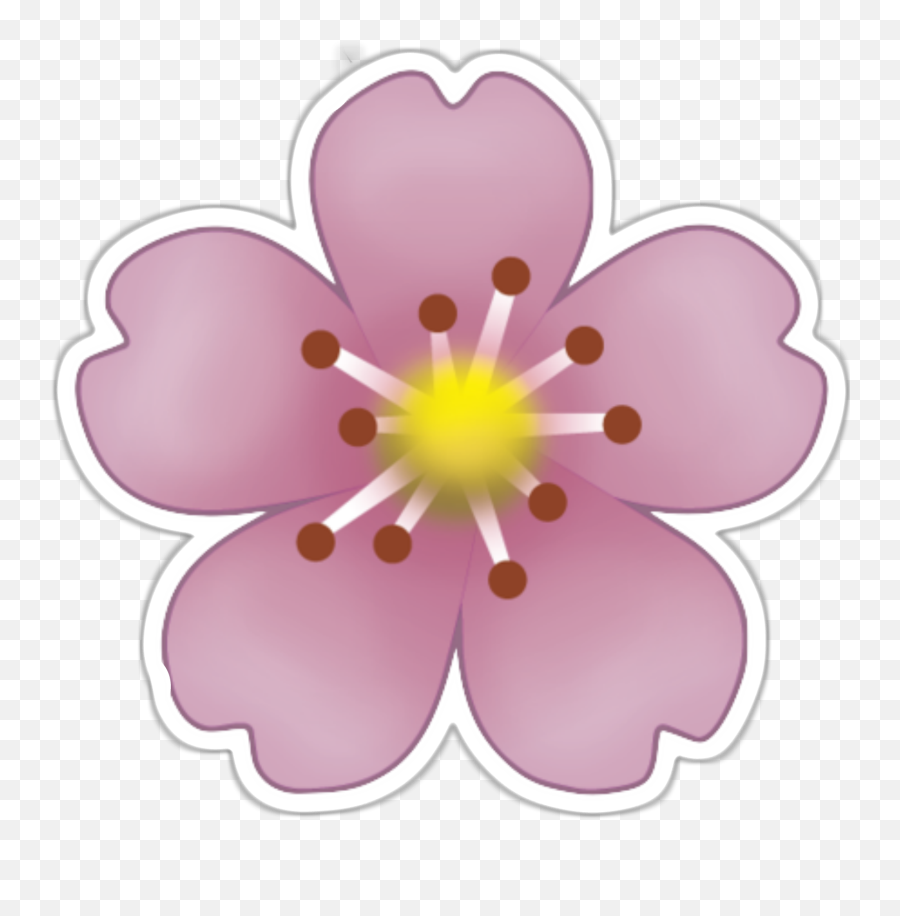 Download Hd Emoji Sticker Pink Flowers Clip Art Blushing - Emoji Cherry Blossom Png,Blushing Emoji