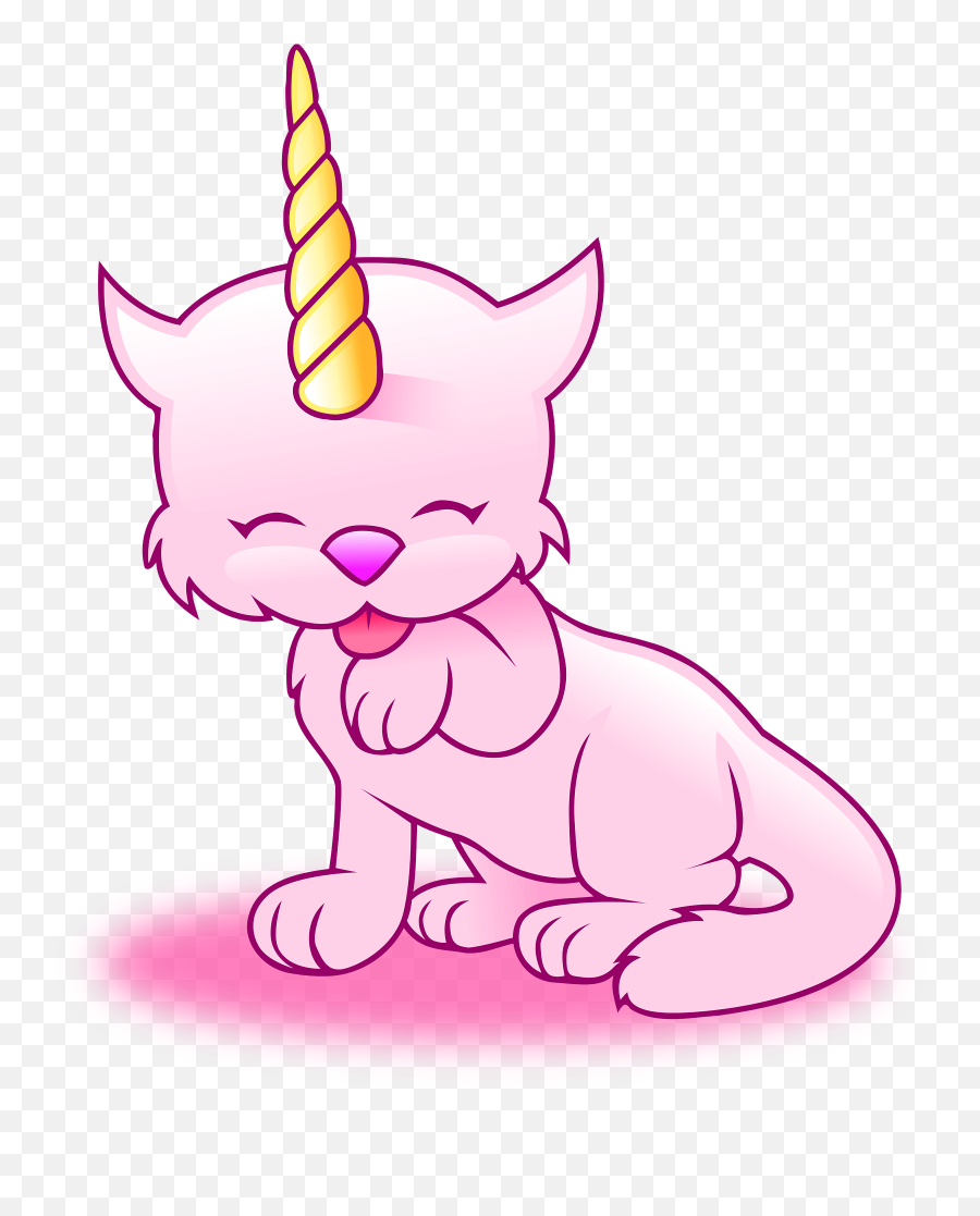 Pink Unicorn Cat Clipart - Unicorn Kitten Colouring Pages Emoji,Pink Cat Emoji