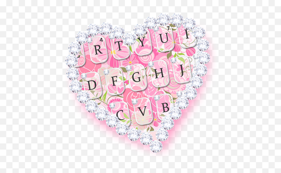 Diamond Pink Flora Heart Keyboard Theme Apk Update Unlocked - Girly Emoji,For Honor How To Unlock Emojis No Present