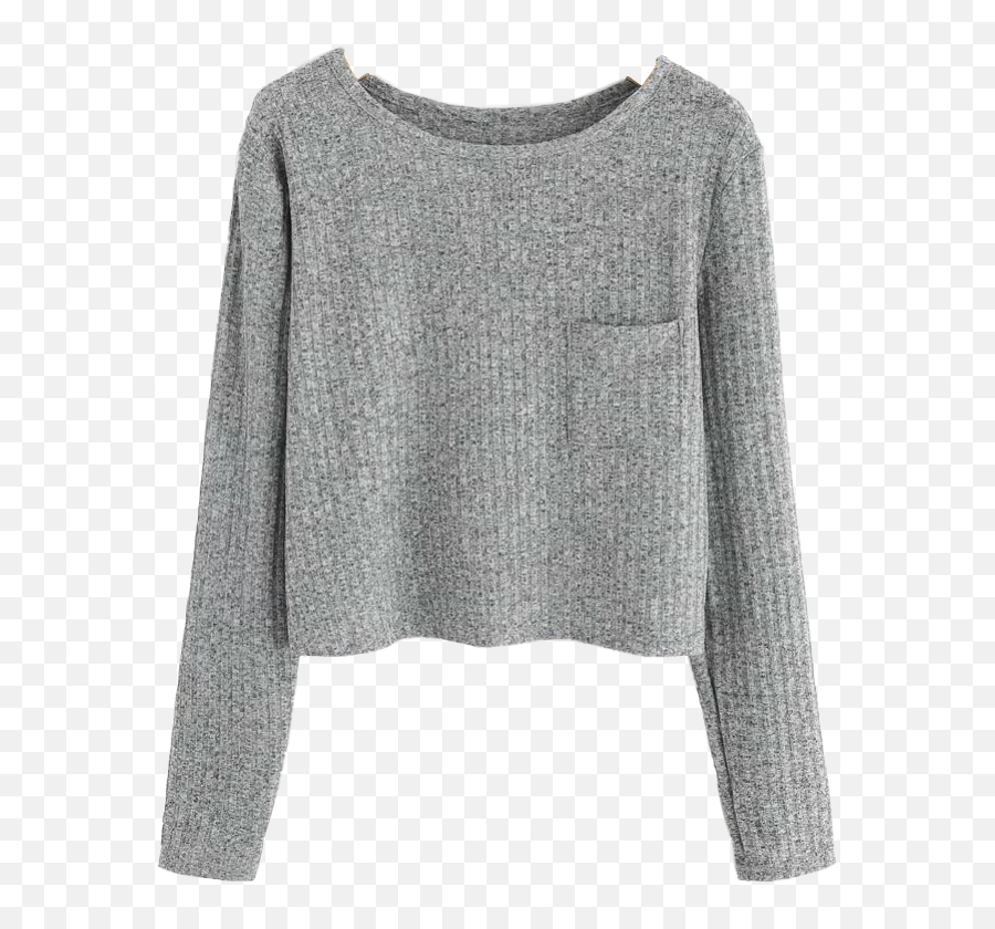 Sweater Croptop Grey Shirt Sticker - Long Sleeve Emoji,Emoji Crop Top Sweater