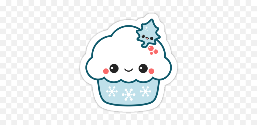 Snowflake Cupcake Lets Get Merry - Cartoon Cute Emoji,Snowflake Sun Leaf Leaf Emoji