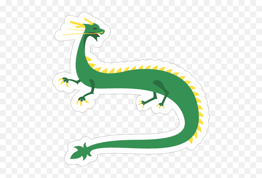 Green And Yellow Wyrm Dragon Sticker Emoji,:dragon: Emoji