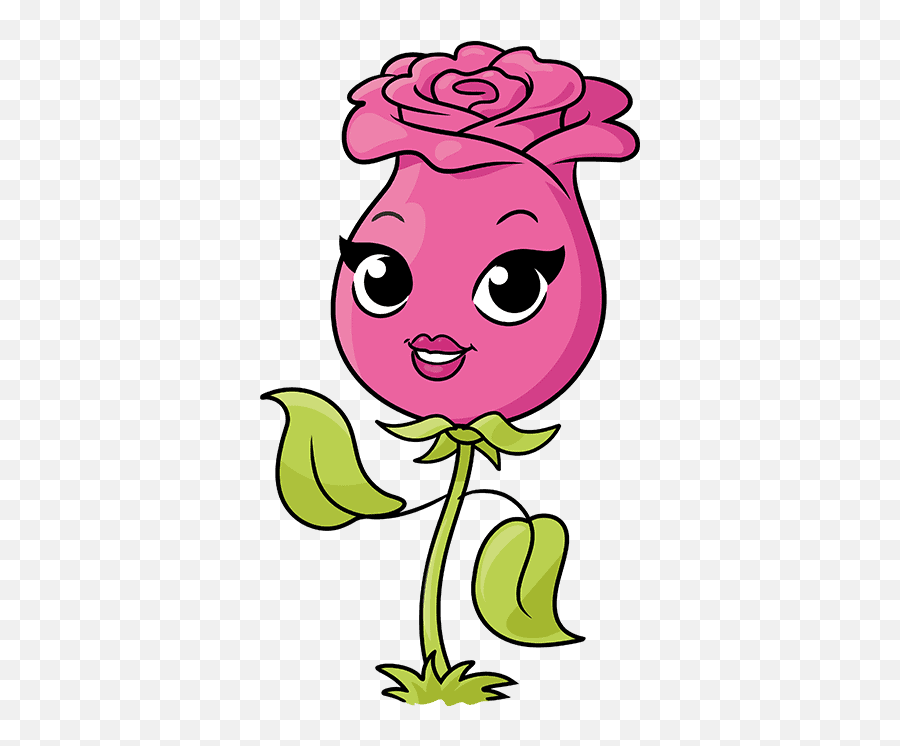How To Draw A Cartoon Rose - Really Easy Drawing Tutorial Emoji,Emoji With Rose In Mouth