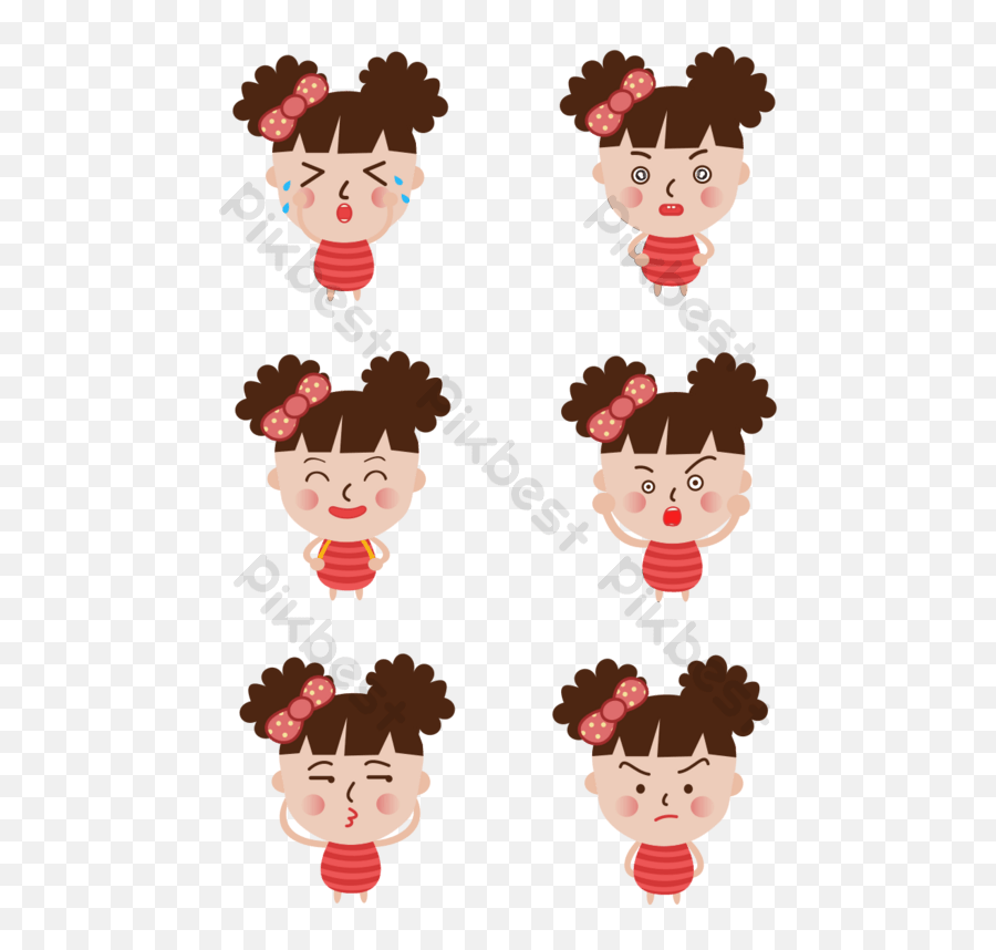 Cartoon Cute Explode Little Girl Rich Expression Pack Png - Bun Emoji,Want Some Candy Little Girl Emojis