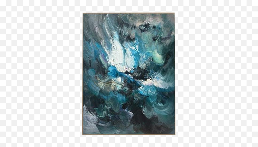 Large Blue Abstract Painting Modern Abstract Painting Oil Hand Painting Office Wall Art Original Artwork Textured Art Living Room Painting - Picture Frame Emoji,Famous Emotion Artists
