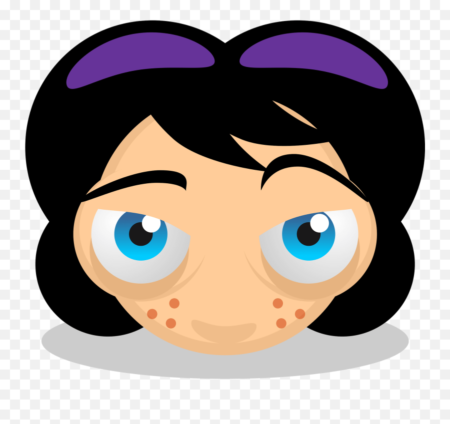 Black Haired Staring Eyes Woman Face - Girly Emoji,Face Cartoon Blonde Female Emojis