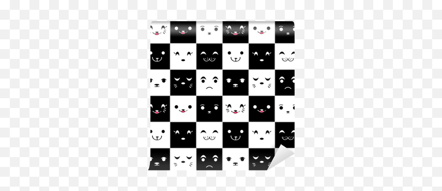 Seamless Pattern With Cute Cartoon Animal Faces Wall Mural Emoji,Clipart Faces Emotions Black And White Better