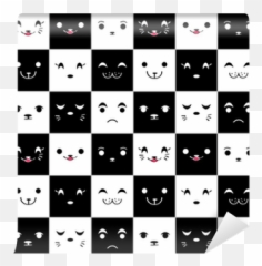 Seamless Pattern With Cute Cartoon Animal Faces Wall Mural Emoji,Clipart Faces Emotions Black And White Better