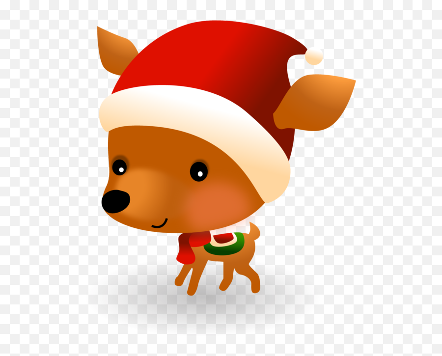 Download Baby Reindeer With A Santa Hat - Christmas Day Png Emoji,Santa Hat Emoticon