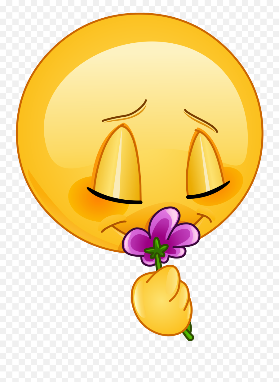 Flower Smelling Emoji Decal - Smiley Smelling Flower,Stinky Emoji