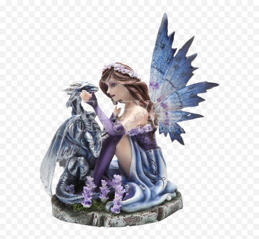 Purple Fairy With Silver Dragon Statue Dragon Figurines - Statue Emoji,Statue Emoji