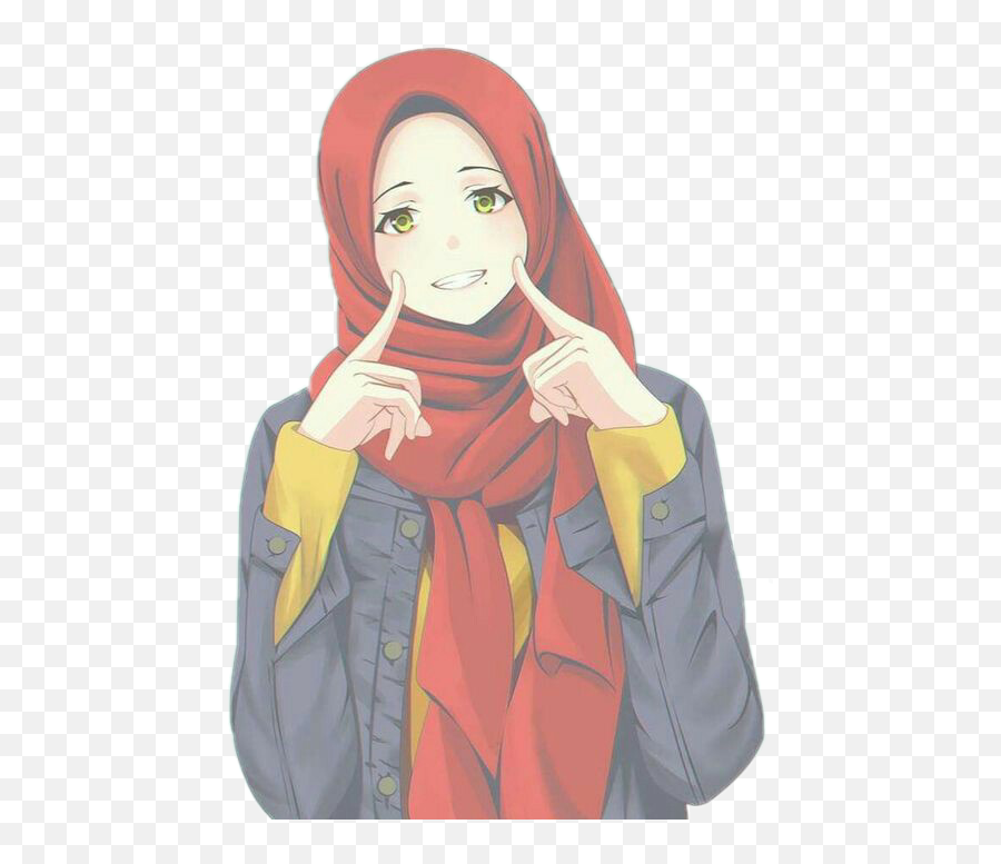 Hijab Anime Hijabers Girl Smile Sticker - Anime Hijab Girl Drawing Art Emoji,Headscarf Emoji