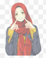 Hijab Anime Hijabers Girl Smile Sticker - Anime Hijab Girl Drawing Art Emoji,Headscarf Emoji