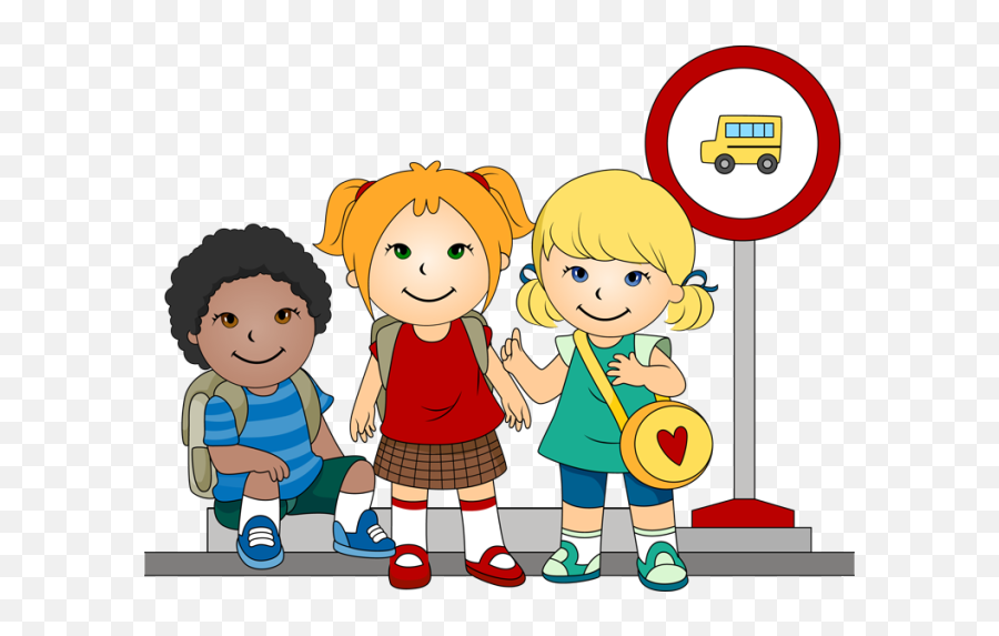 School Bus Stop - Clip Art Library Children At Bus Stop Clip Art Emoji,Bus Stop Emoji