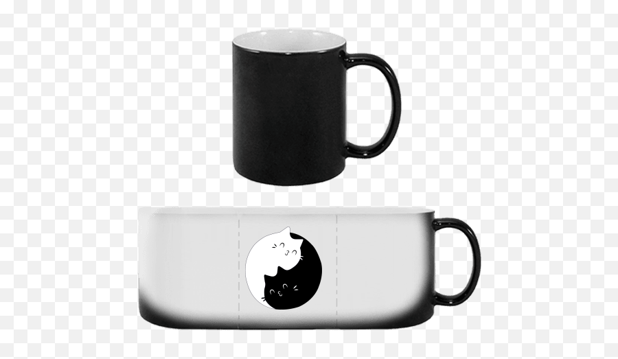 Magic Mug 330 Ml With Printing Black U0026 White Cats - Mug Emoji,Leo Sign Emoticon