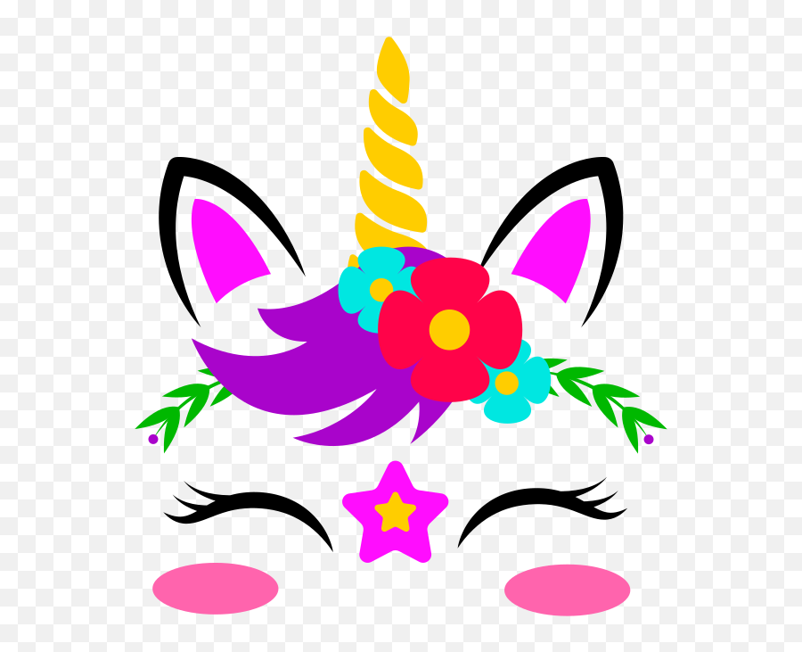 Unicorn Face With Flowers Free Svg File - Svgheartcom Cute Unicorn Face Emoji,Flower Crown Emoji Transparent