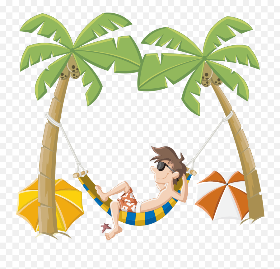 Cartoon Beach Clip Art - Summer Holidays Vector Png Emoji,Hamaca/emotions Beach Resort