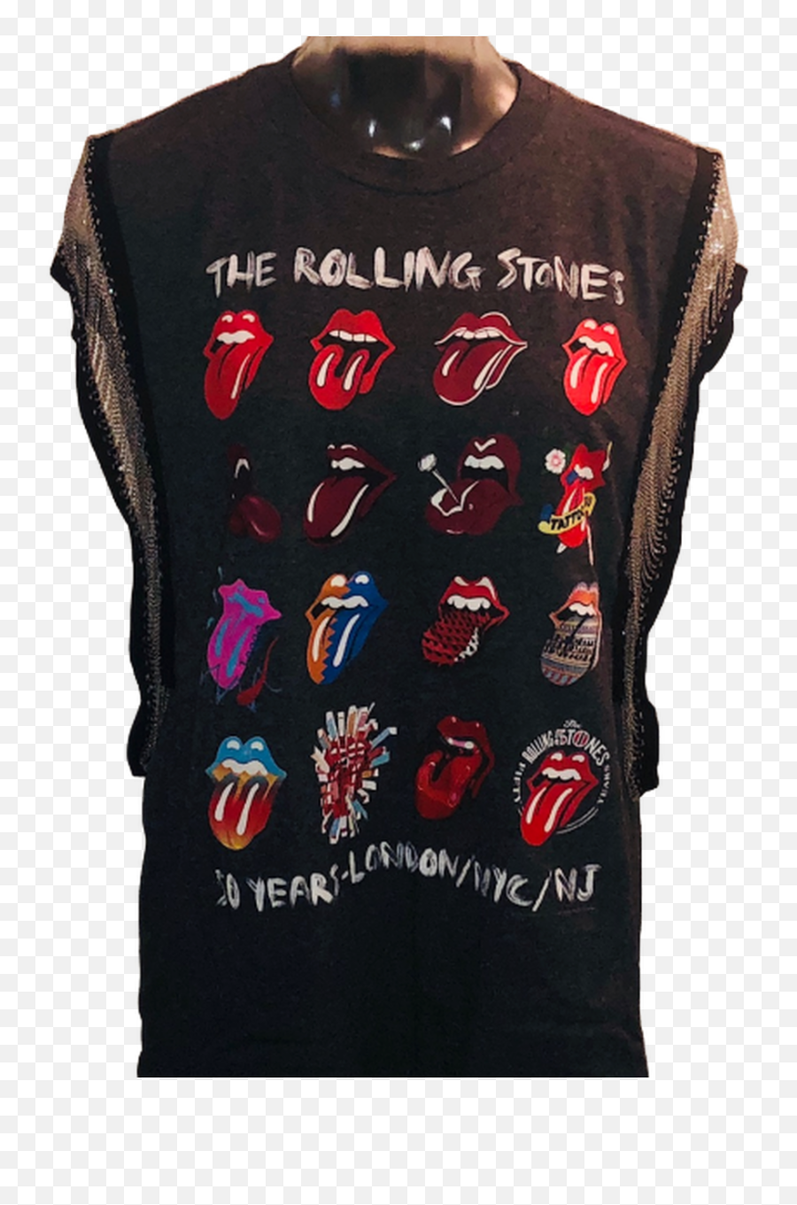 Rolling Stones Vintage Sleeveless Fashion T - Shirt By Trendy And Tipsy Tongue Logos 50 Years Ny Nj London Gray Tank Top Shirt Emoji,Face With Stuck-out Tongue & Winking Eye Emoticon