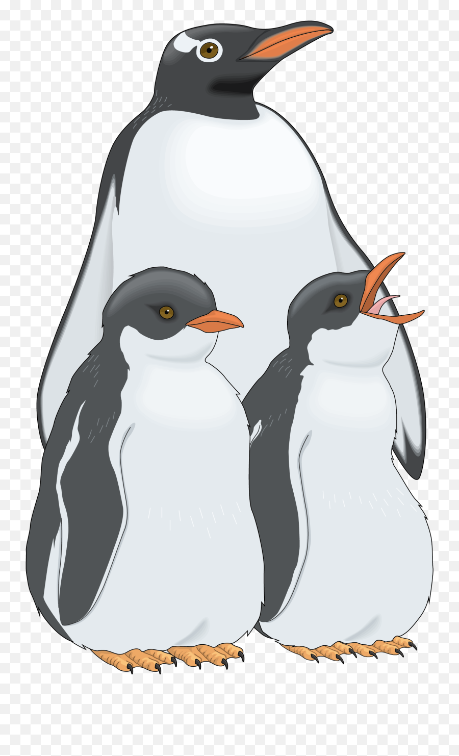 Penguin Bird - Handpainted Three Penguins Vector Png Emoji,Tux Penguin Emoticon