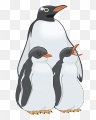 Penguin Bird - Handpainted Three Penguins Vector Png Emoji,Tux Penguin Emoticon
