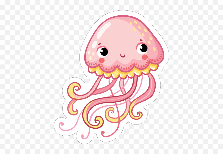 Adorable Pink Jellyfish Sticker - Jellyfish With Glasses Clipart Emoji,Japanese Emoticons Jellyfish