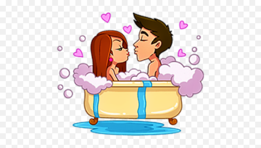 Bath Couple Love Sticker - Conversation Emoji,Couple Bath Emoji