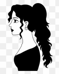 Cartoon Girl With Brown Hair - Clipart Black And White Lady Emoji,Faceslap Emoticon