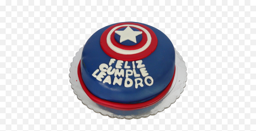 Torta Capitán América - Torta Del Capitan America Emoji,Emojis Con Fondant