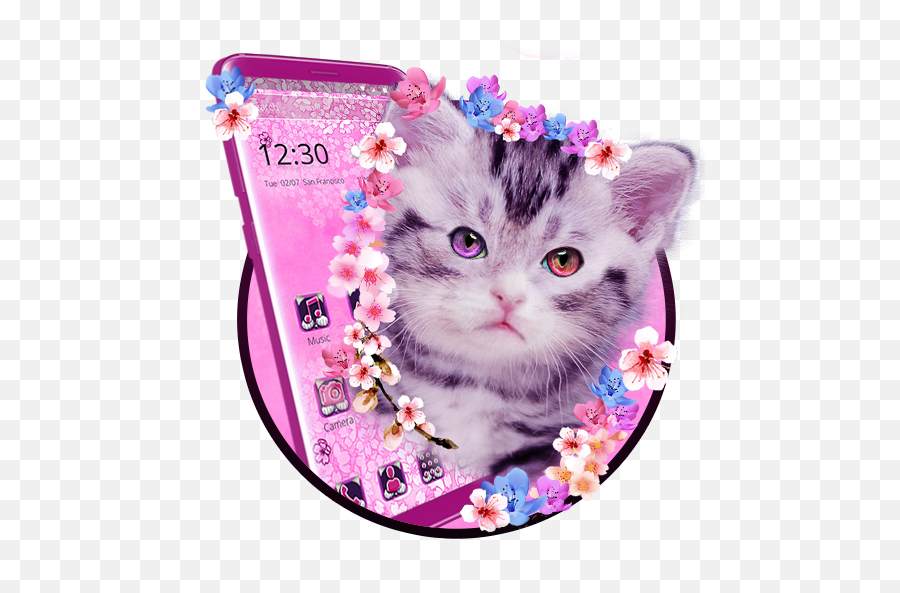 Amazoncom Cute Pink Floral Cat Theme Appstore For Android - Girly Emoji,Cat Emojis For Android