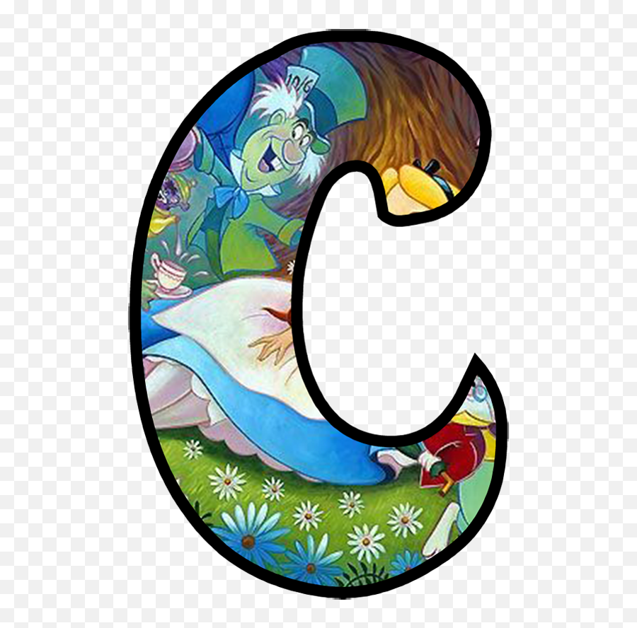 Buchstabe - Letter C Alice In Wonderland Abc Disney Alicia Pais Maravillas Abecedario Emoji,Finch Emoticons