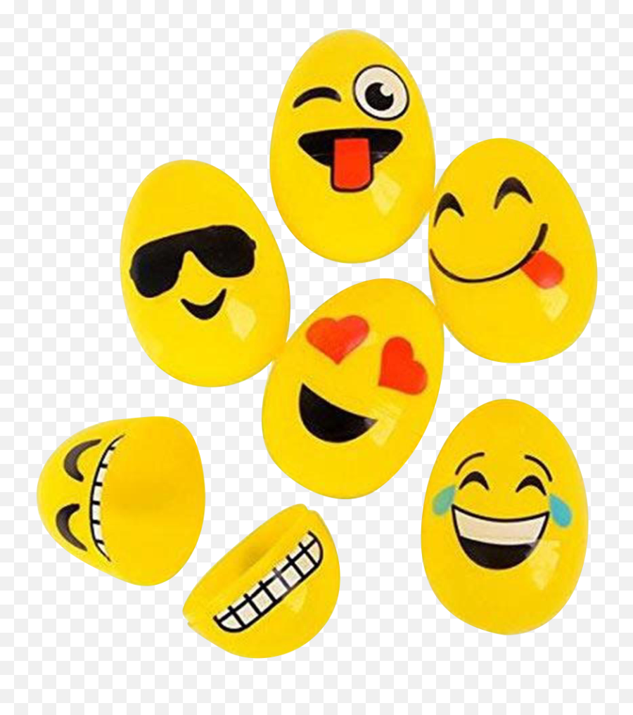 Plastic Easter Egg Hunt Set Emoji Faces 48 Count - Happy,Egg Emoji