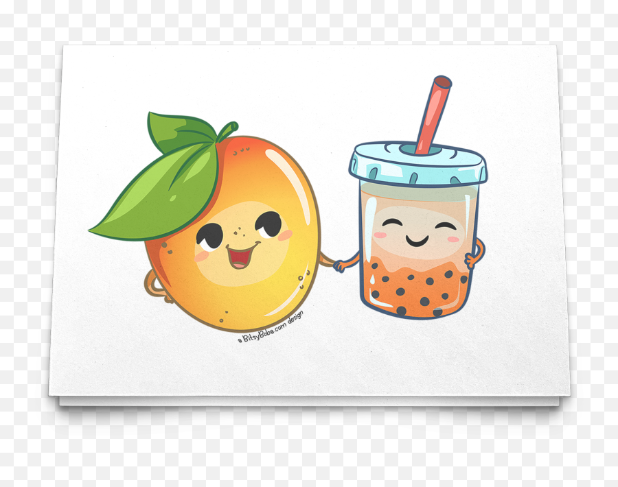 Mango Boba Tea Card Boba Greeting Card Pack Of 10 30 Or 50 Boba Cards - Happy Emoji,Emoticon Cards