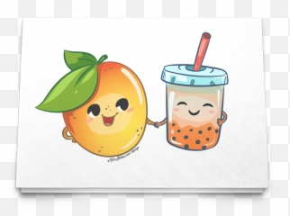 Mango Boba Tea Card Boba Greeting Card Pack Of 10 30 Or 50 Boba Cards - Happy Emoji,Emoticon Cards
