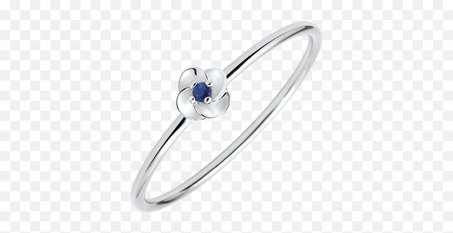 Ring Eclosion - First Rose Small Model White Gold And Sapphire 9 Carats Ring Flowers White Gold 9 Carats Blue Sapphire C3575 Anelli Oro Bianco E Smeraldo Emoji,Blue Emotion Rose