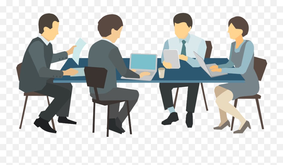 Download People Meeting Business Illustration Desk Free - Meeting Png Emoji,Cat Flipping Table Emoticon