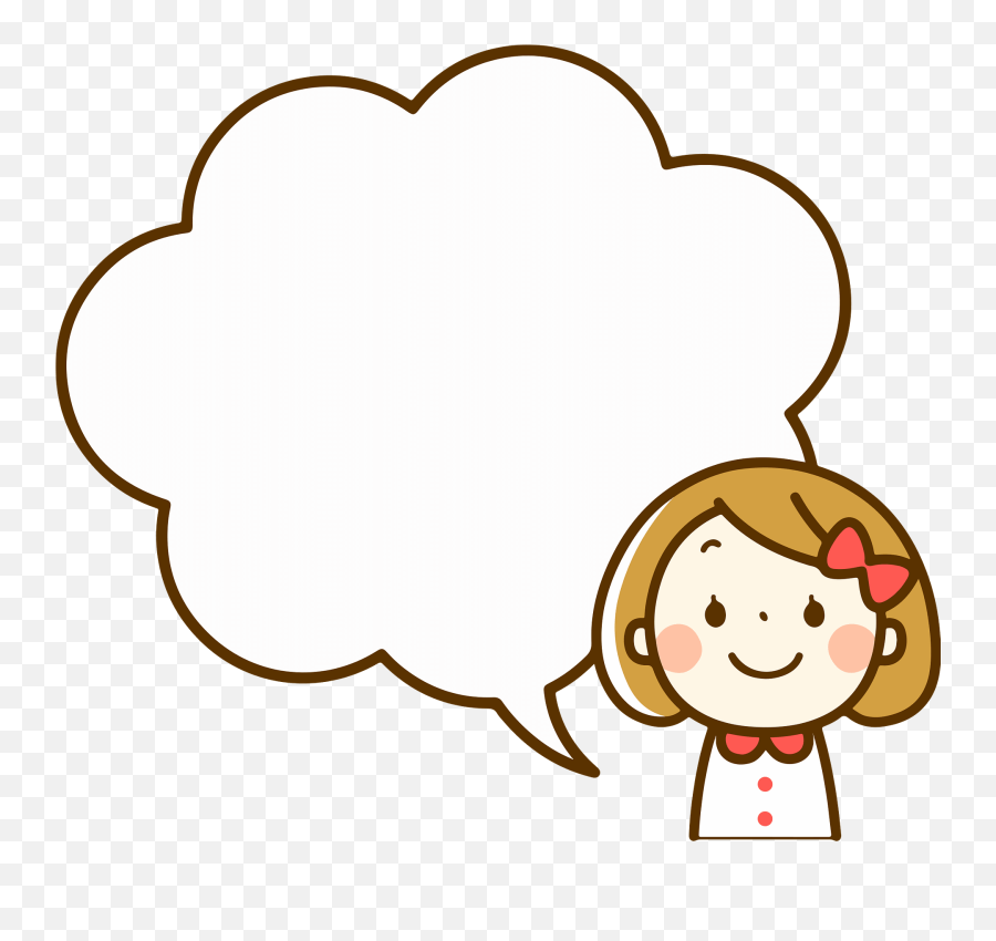 Girl With A Speech Bubble Clipart - Happy Emoji,Talking Emoji Png