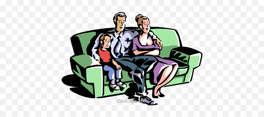 Download Family Sitting On A Couch Royalty Free Vector Clip - Clipart For Watching Television Emoji,Tv Emoji Png