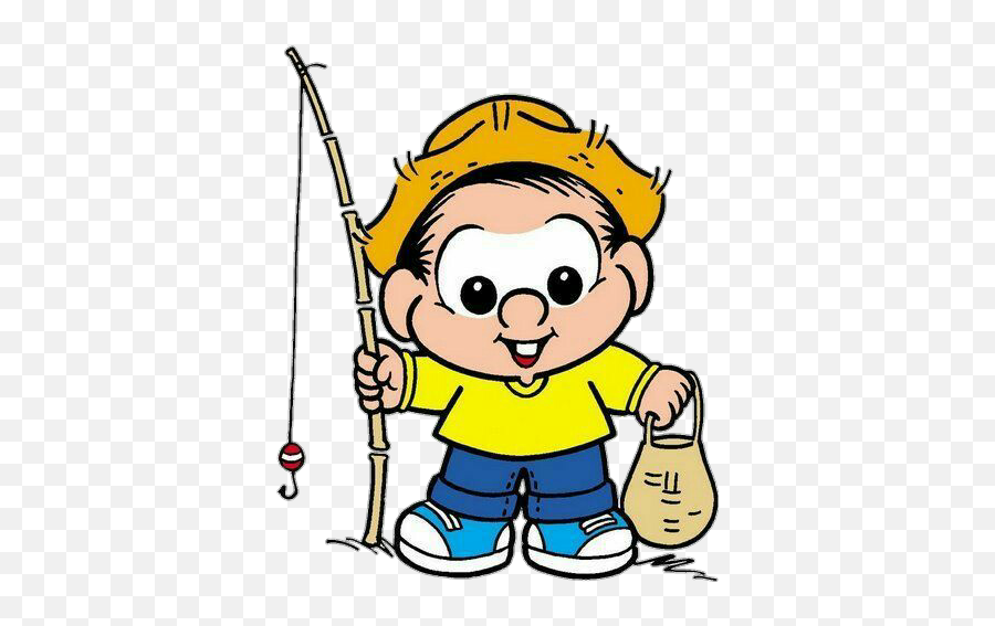 Chicobento Pesca Fish Sticker - Chico Bento Baby Desenho Emoji,Boy Fishing Pole Fish Emoji