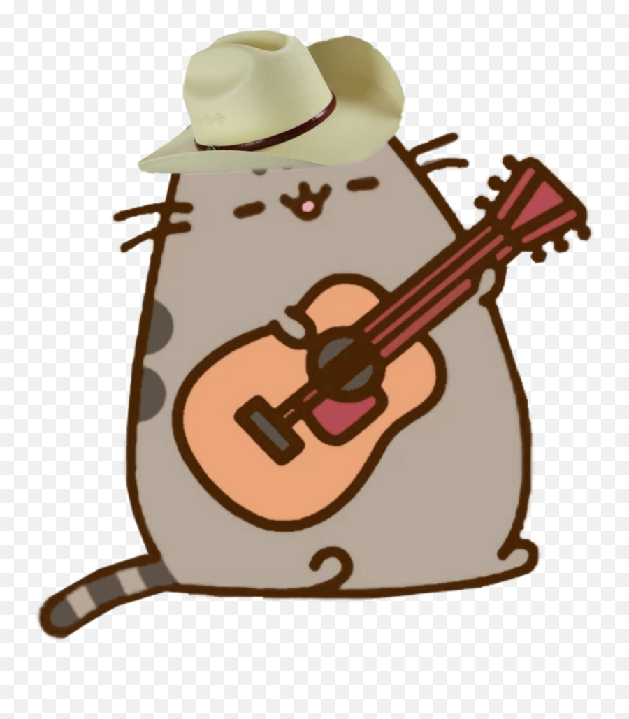 Pusheen Cat Guitar Mexico Ranch Sticker By Kpasomaster - Pusheen Guitar Gif Emoji,Ranch Emoji